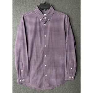 Mizzen + Main Leeward Collection Small Standard Fit Red Blue Check Long Sleeve